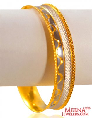 22k Fancy Rhodium Bangle (1Pc) ( Two Tone Bangles )