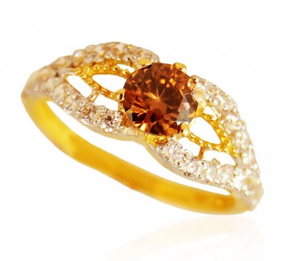 22Kt  Gold Ring with Topaz ( Ladies Rings with Precious Stones )