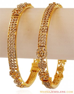 Diamond 18K Bangles (2PCs) ( Diamond Bangles )