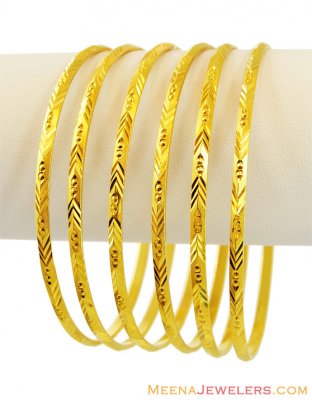 22K Gold Machine Bangles(6 pcs) ( Set of Bangles )