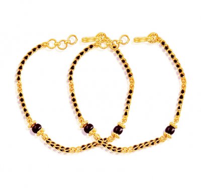 22K Baby Maniya (2PC) ( Black Bead Bracelets )