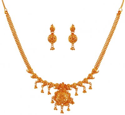 22K Gold Necklace Earring Set ( Light Sets )