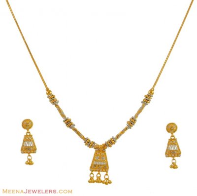 22k Two Tone Necklace Set ( Light Sets )