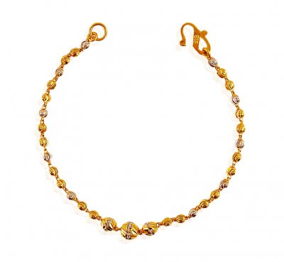 22K Gold Balls Two Tone Bracelet ( Ladies Bracelets )