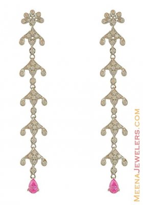 18Kt White Gold Long Earring ( White Gold Earrings )