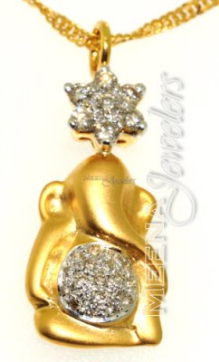 18Kt Gold Lord Ganesh Diamond Pendant ( Diamond Pendants )