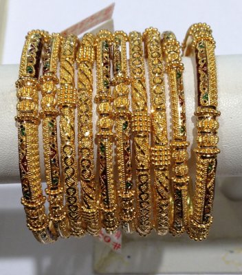 22K Gold Bangles Set (10Pcs) ( Set of Bangles )