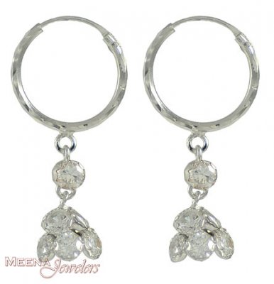 18Kt White Gold Hoop ( White Gold Earrings )