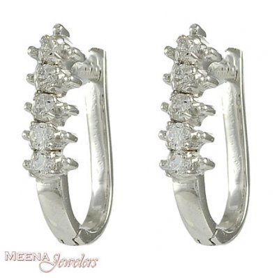 White Gold Clip on Earrings ( White Gold Earrings )