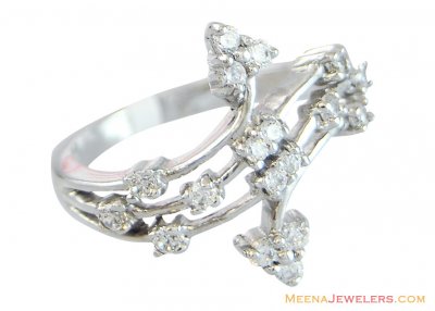 18K White Gold Fancy Ladies ring ( Ladies White Gold Rings )