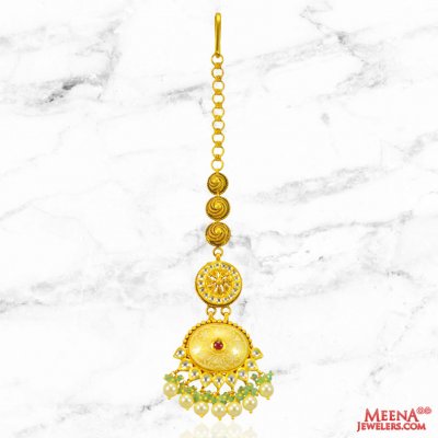 22Kt Gold Designer Maang Tikka ( Gold Tikka )