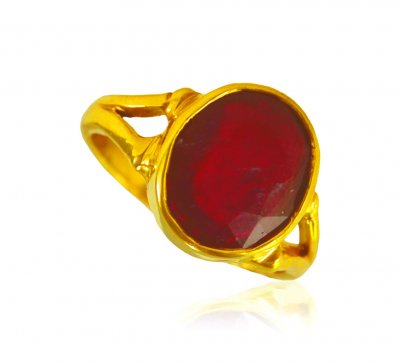 22K Gold Ring With Ruby ( Ladies Rings with Precious Stones )