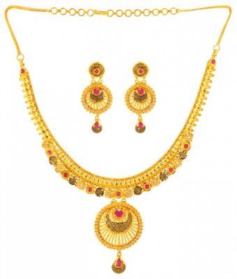 22k Gold Designer Necklace Set ( Gold Designer Sets )