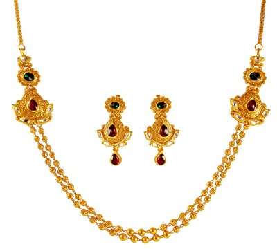 22K Gold Antique Necklace Set ( Antique Necklace Sets )