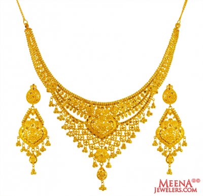 22Karat Gold Necklace Earring Set ( 22 Kt Gold Sets )