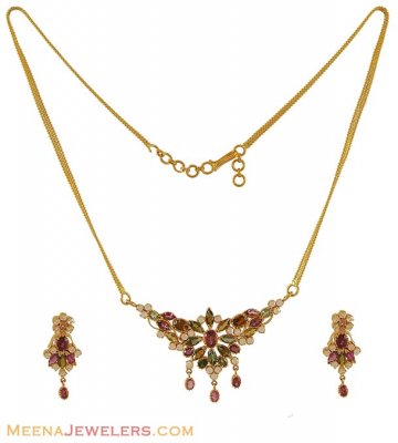 Gold Necklace Set (22k) ( Gold Designer Sets )