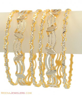 22K Rhodium Bangles Set (6 pcs) ( Two Tone Bangles )