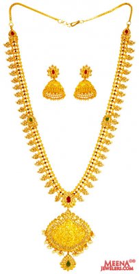 22 Kt Diamond Polki Chakri Set ( Diamond Necklace Sets )