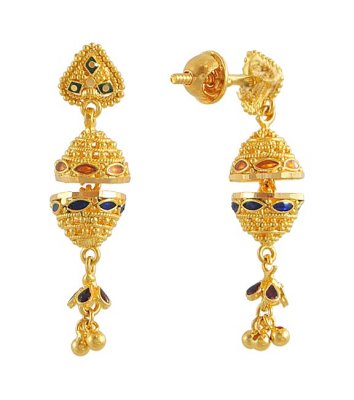 Gold Chandelier Earrings ( 22Kt Gold Fancy Earrings )