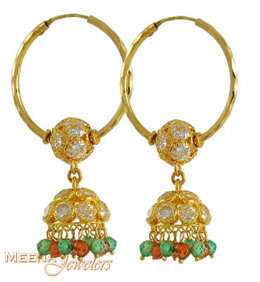 22Kt Gold Chandelier Hoops ( Hoop Earrings )