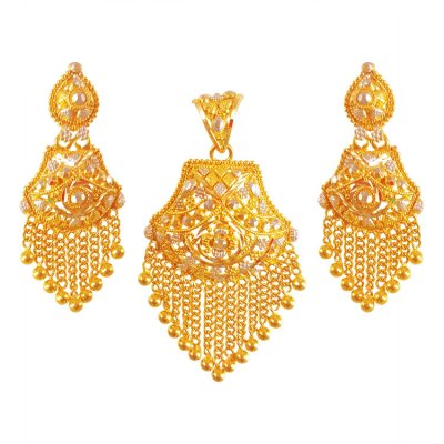 22KT Gold Two Tone Pendant Set ( Gold Pendant Sets )