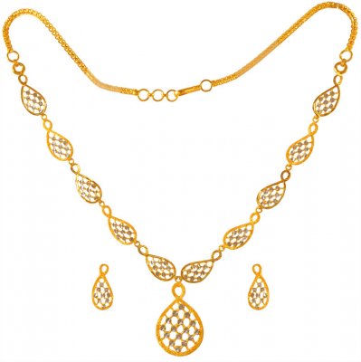 22 Karat Gold Two Tone Necklace Set ( Light Sets )