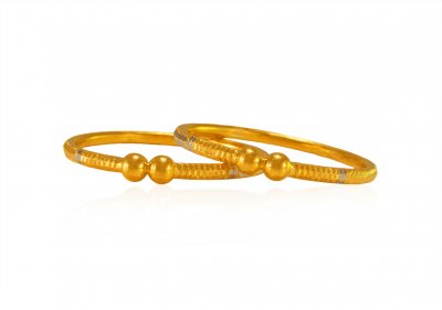 22kt Gold Fancy Baby Kada (2 Pcs) ( Baby Bangles )