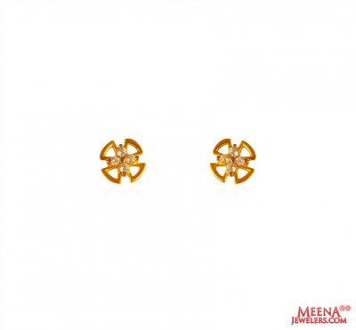 22 Kt Gold CZ Earrings ( 22 Kt Gold Tops )