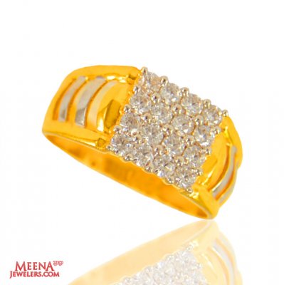 22K Gold Two Tone Mens Ring ( Mens Signity Rings )