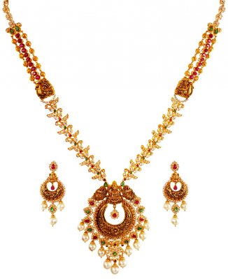 22Karat Gold Temple Necklace Set ( Gold Designer Sets )