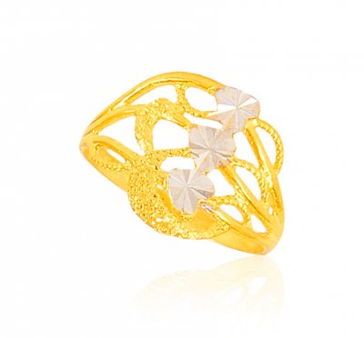 22 Karat Gold Two Tone Ring  ( Ladies Gold Ring )