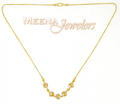 22kt Gold Chain (Necklace) with CZ ( Necklace with Stones )