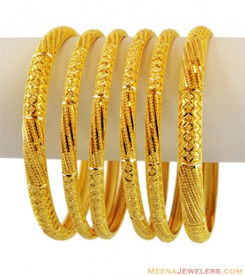 22k Yellow Gold Bangles Set(6 Pcs) ( Set of Bangles )