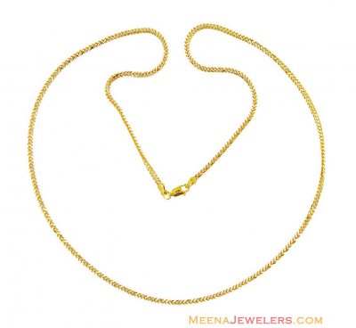 22K Gold Two Tone Chain(24 Inc) ( Plain Gold Chains )