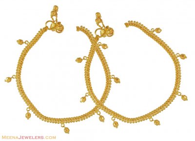 22K Gold Designer Payals ( 1 Pc) ( Gold Anklets )