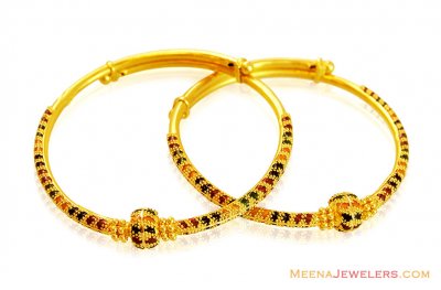 22k Fancy Meena Style Baby Kadas ( Baby Bangles )