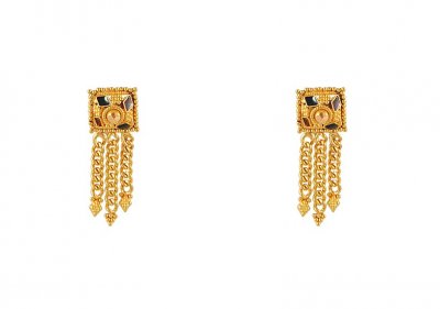 22Kt Gold Earrings with Light enamel ( 22 Kt Gold Tops )