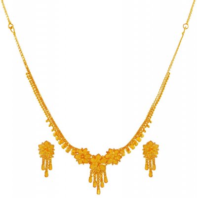 22K Gold Floral Necklace Set ( Light Sets )