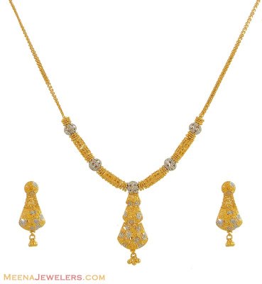 22K Two Tone Necklace Set ( Light Sets )