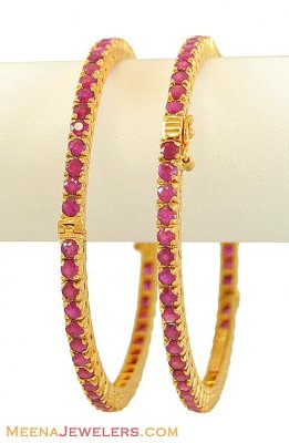 Ruby Bangles in 22K Gold (1 Pc) ( Precious Stone Bangles )