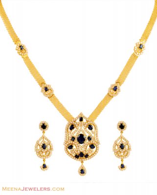 Sapphire Necklace Set(22K Gold)  ( Combination Necklace Set )