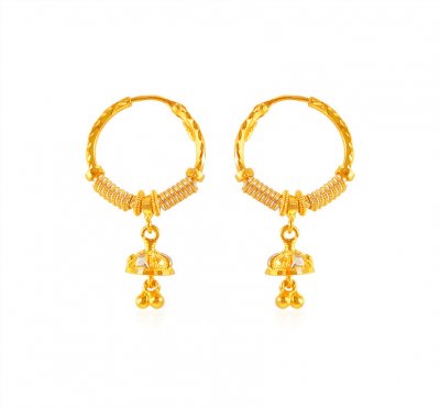 22Kt Gold Two Tone Hoops ( Hoop Earrings )