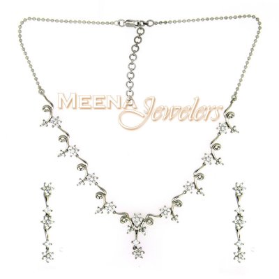 18Kt White Gold Necklace Set ( White Gold Sets )