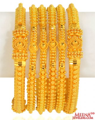 22k Gold Filigree Bangles Set (6pc) ( Set of Bangles )