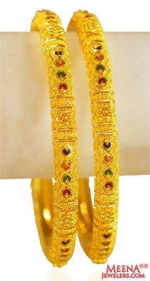 22k Gold Meena Bangles (2PC) ( Gold Bangles )