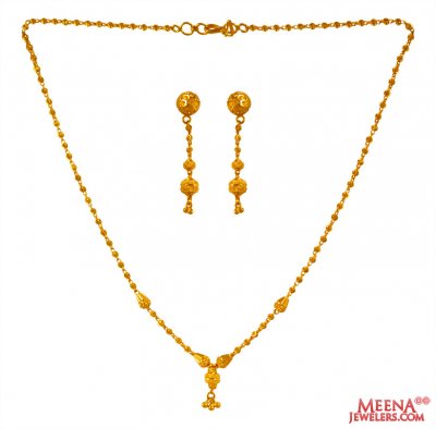 22K Gold Necklace Earring Set ( Light Sets )