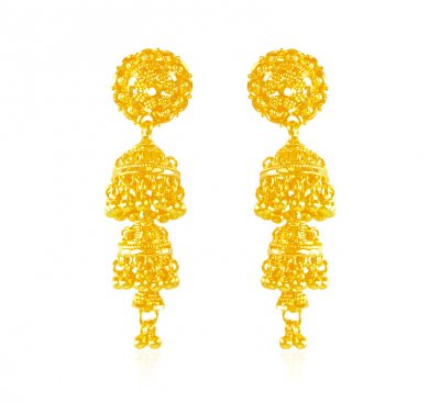 22k Layered Chandelier Earrings  ( 22Kt Gold Fancy Earrings )