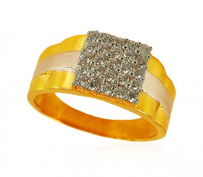 Gold Two Tone Mens Ring ( Mens Signity Rings )