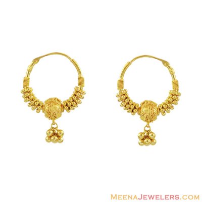 22K Gold Designer Hoops - ErHp12147 - 22k gold designer bali (Hoops ...