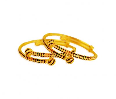 22k Gold Meenakari Kadas(Pair) ( Baby Bangles )